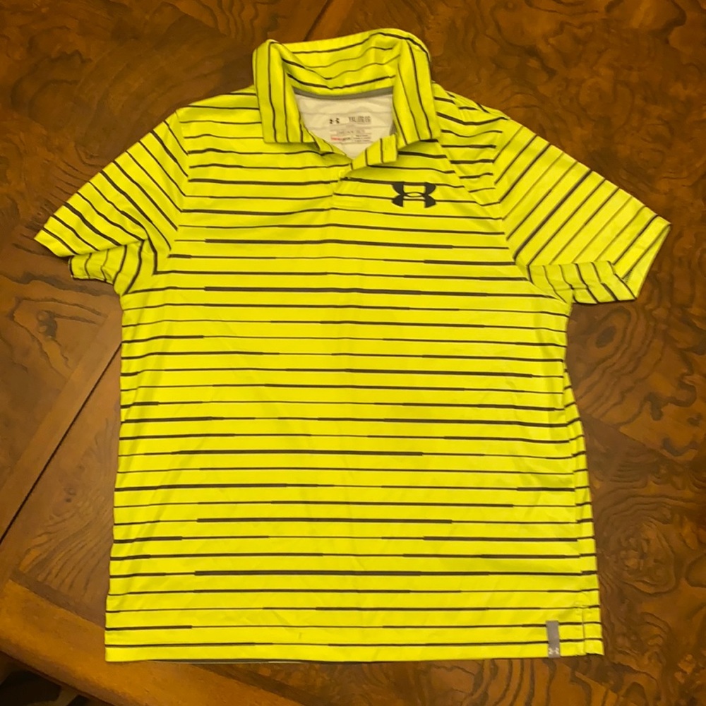 NWOT Boys XLY UNDER ARMOUR bright yellow with charcoal gray stripes